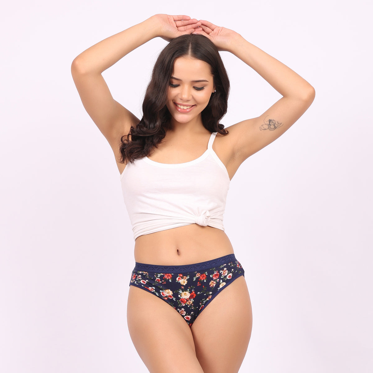 Nudiva Premium Cotton Stretch Fabric Hipster Panties: Pack of 3