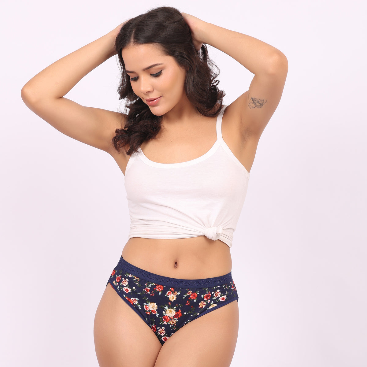 Nudiva Premium Cotton Stretch Fabric Hipster Panties: Pack of 3