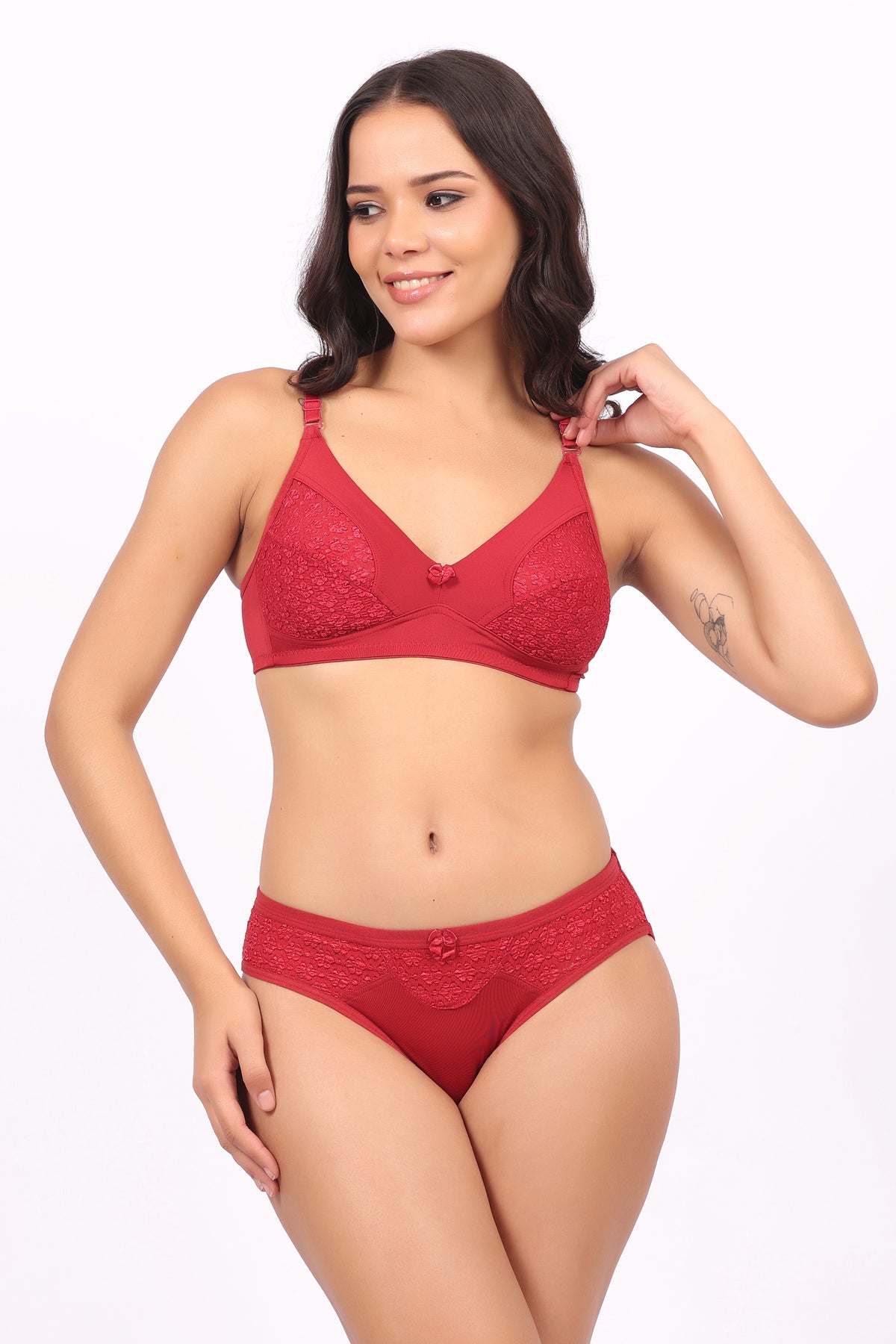 Comfortable & Breathable Fabric | Nudiva Non Padded Self Design Lingerie Set | Pack of 3