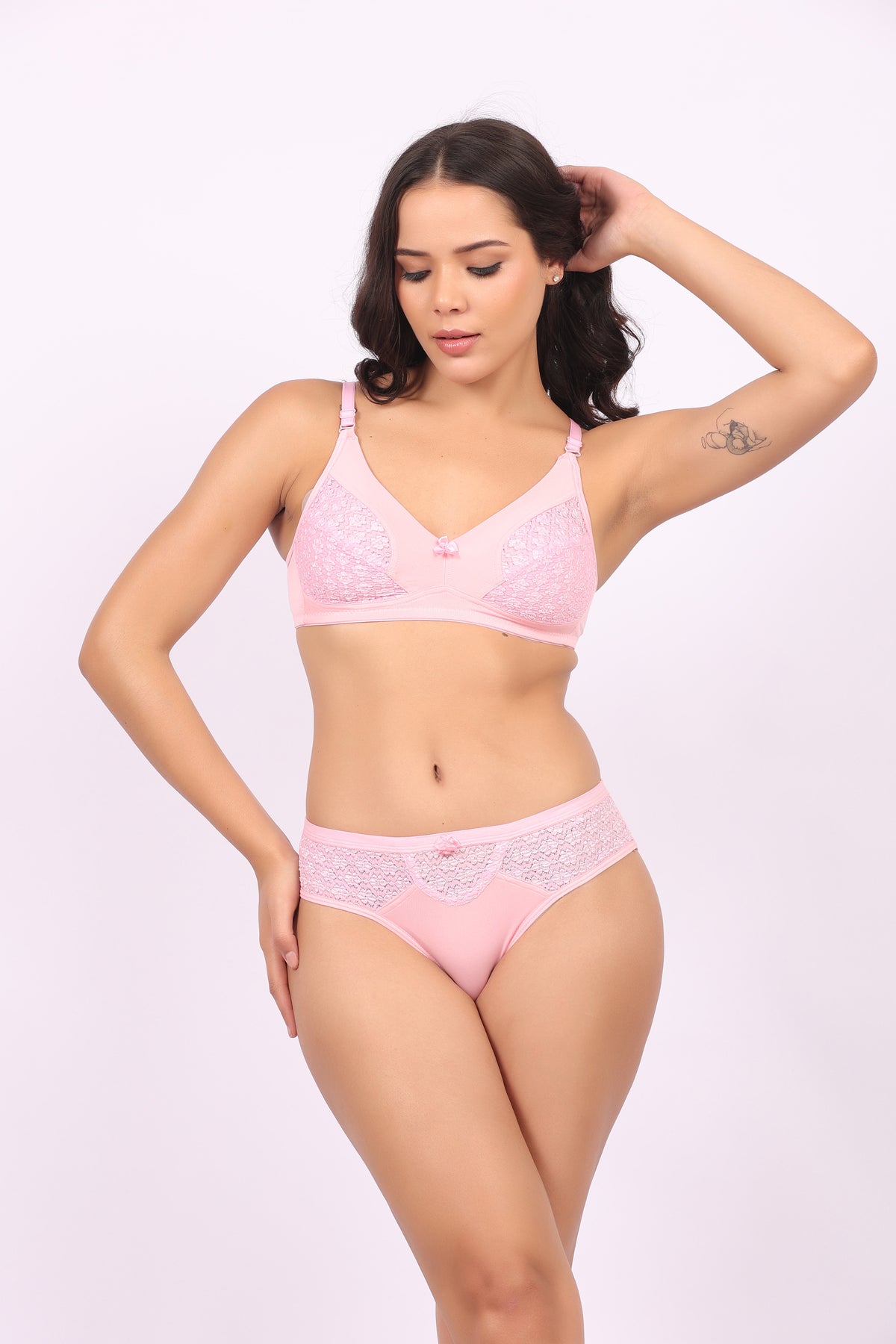 Comfortable & Breathable Fabric | Nudiva Non Padded Self Design Lingerie Set | Pack of 3