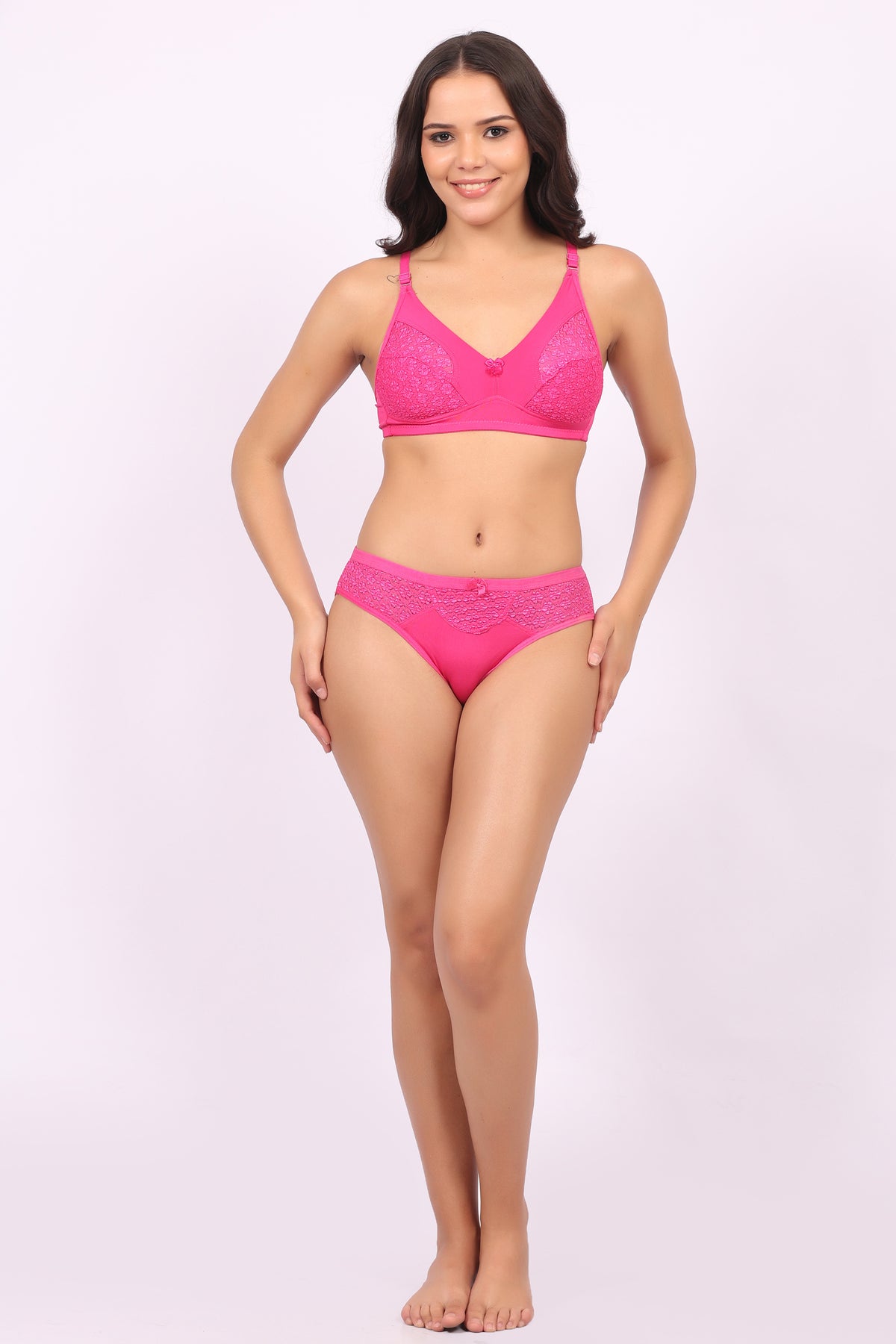 Comfortable & Breathable Fabric | Nudiva Non Padded Self Design Lingerie Set