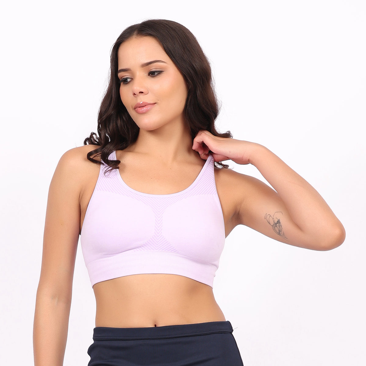 Women's Reversible Sports Bra | Double-Sided Seamless Stretch Activewear Bra | Removable Pads | Wirefree Workout & Everyday Wear | Black & Lilac | Multiple Sizes | Pack of 2