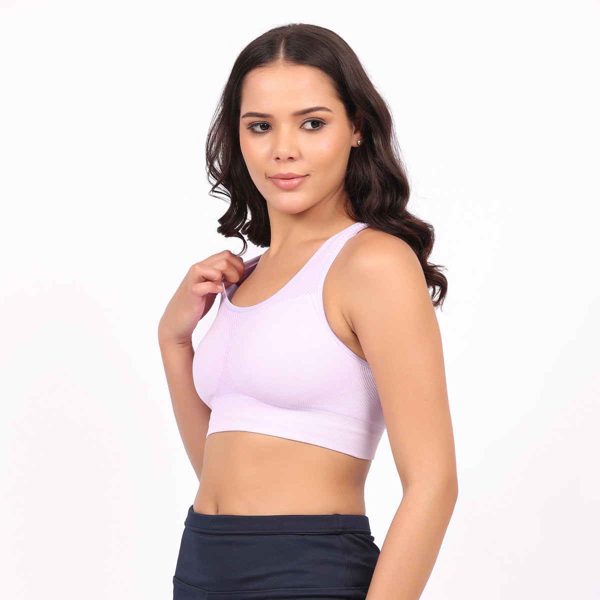 Women's Reversible Sports Bra | Double-Sided Seamless Stretch Activewear Bra | Removable Pads | Wirefree Workout & Everyday Wear | Black & Lilac | Multiple Sizes | Pack of 2