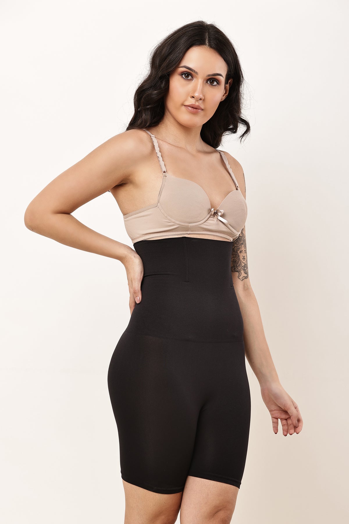 Nudiva High Waist Tummy & Thigh Control Shapewear Full Shorts | Black & Beige | Pack of 2