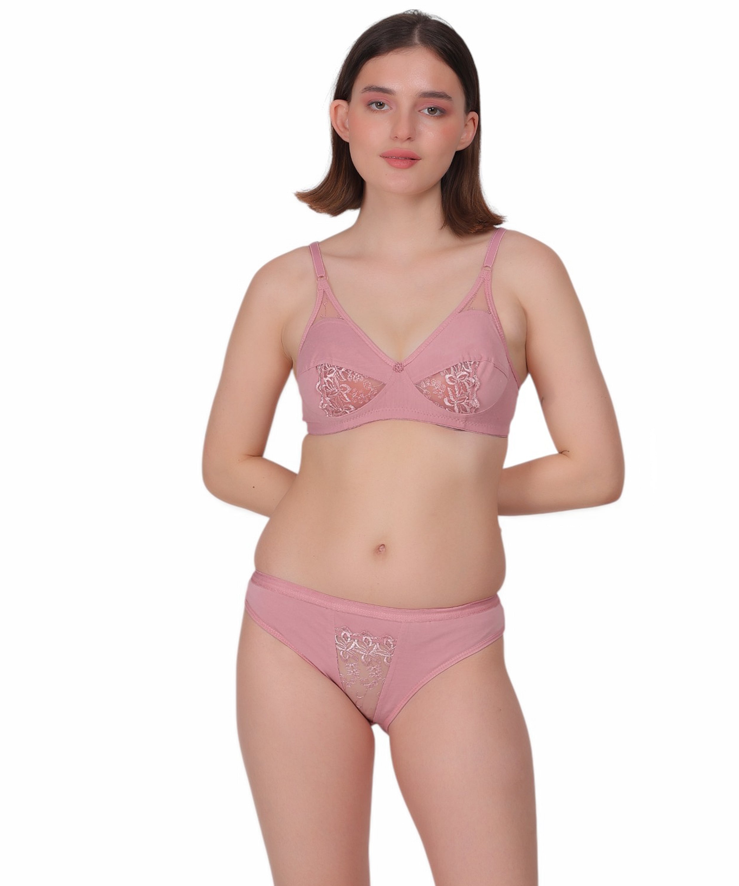 Full-Coverage Lingerie Set: Natural Shape & Comfort (Pack Of 3)