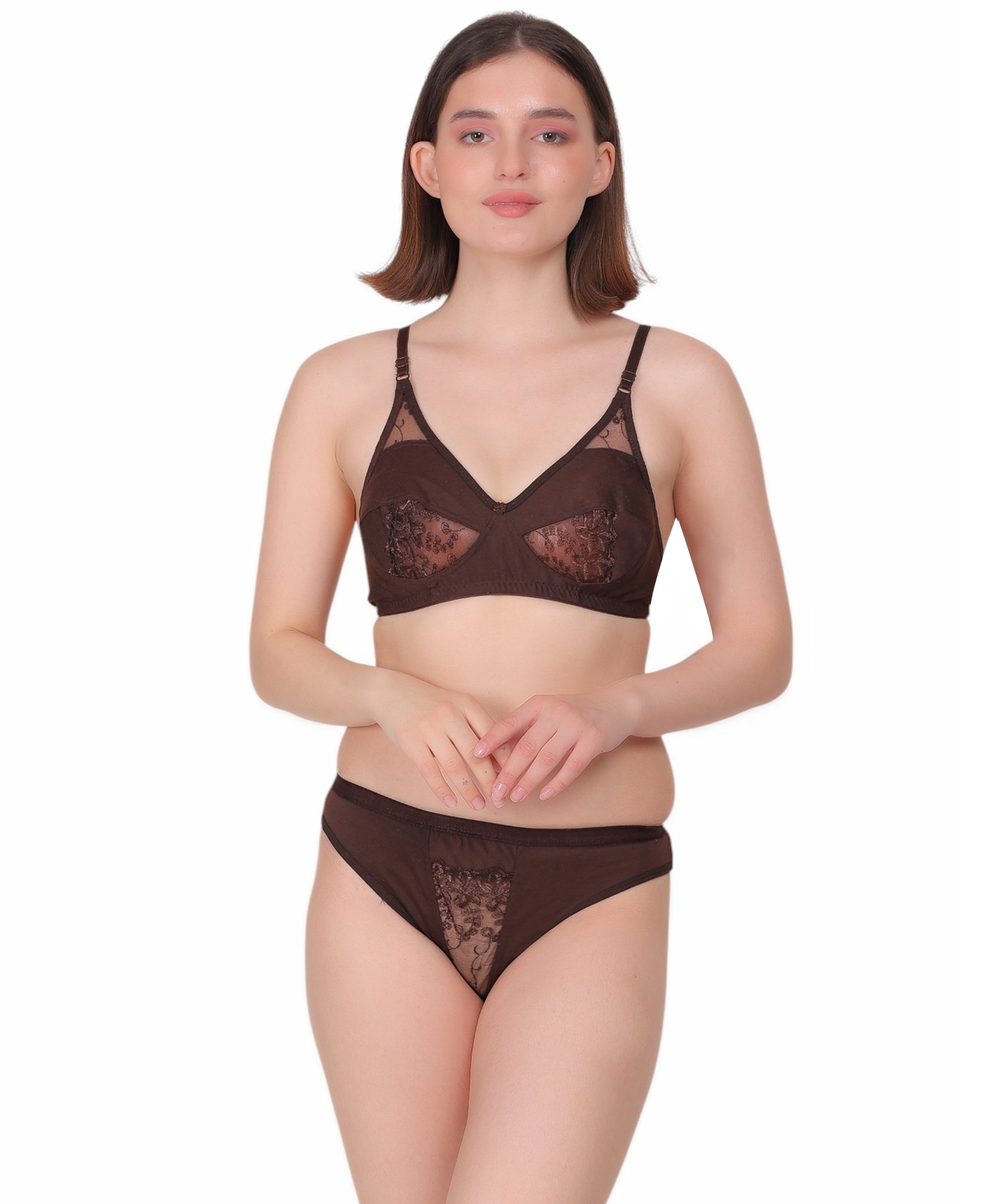 Full-Coverage Lingerie Set: Natural Shape & Comfort (Pack Of 3)