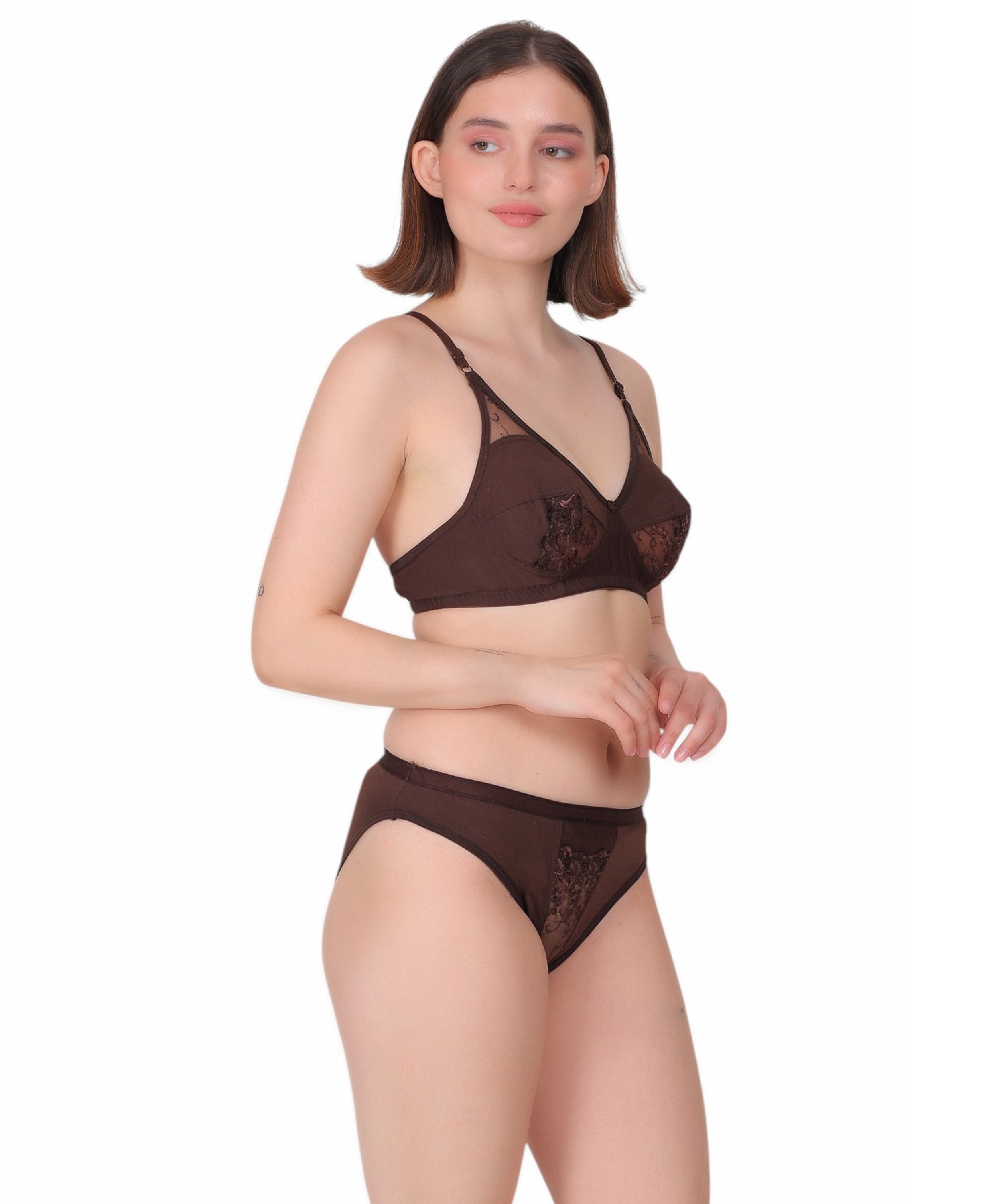 Full-Coverage Lingerie Set: Natural Shape & Comfort (Pack Of 3)
