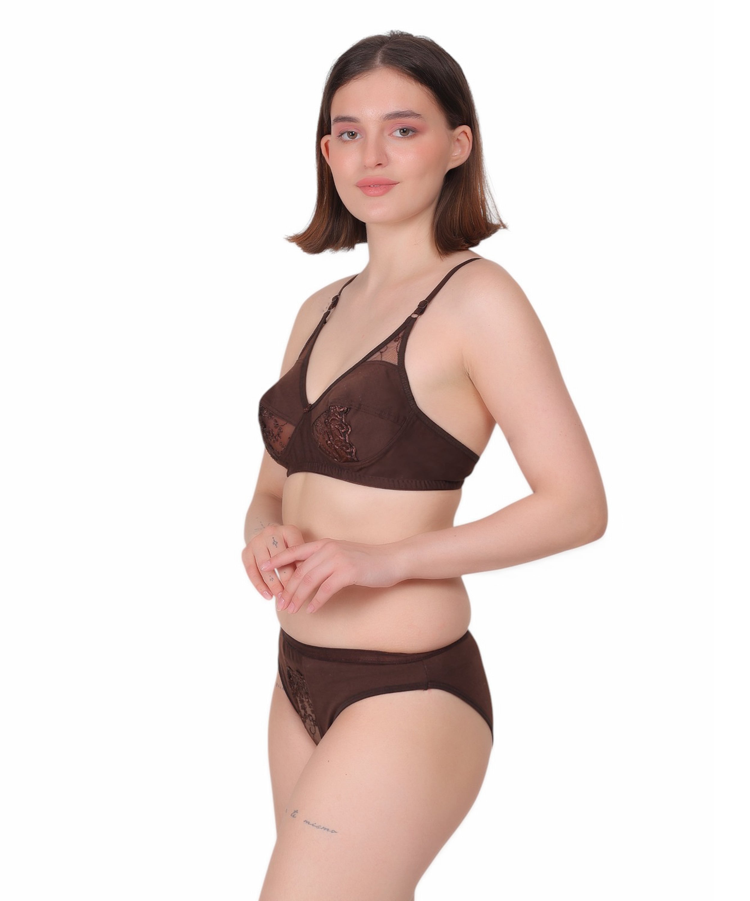 Full-Coverage Lingerie Set: Natural Shape & Comfort (Pack Of 3)