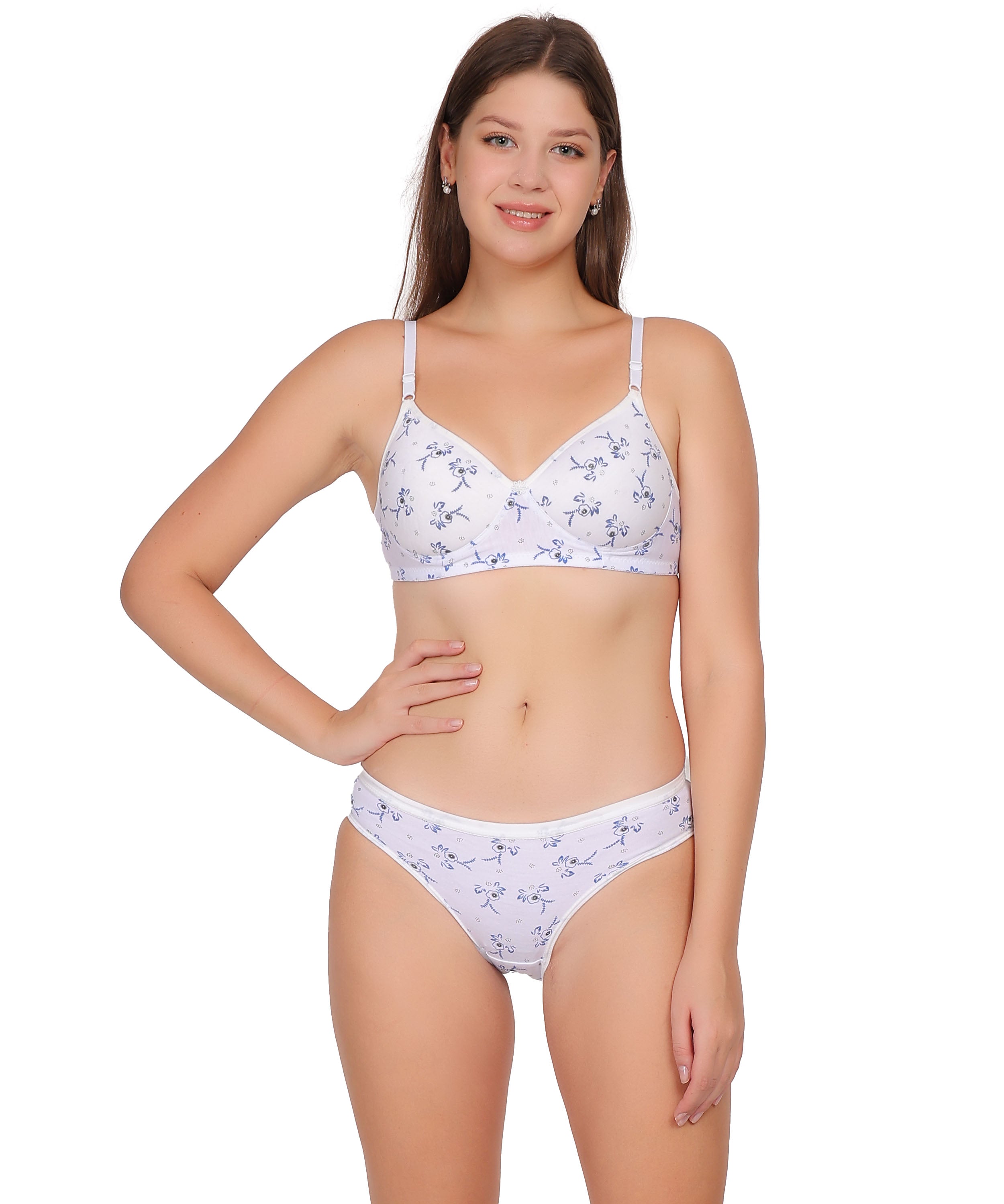 Printed Lingerie Set: Nudiva Padded Support & Style (Pack Of 3)