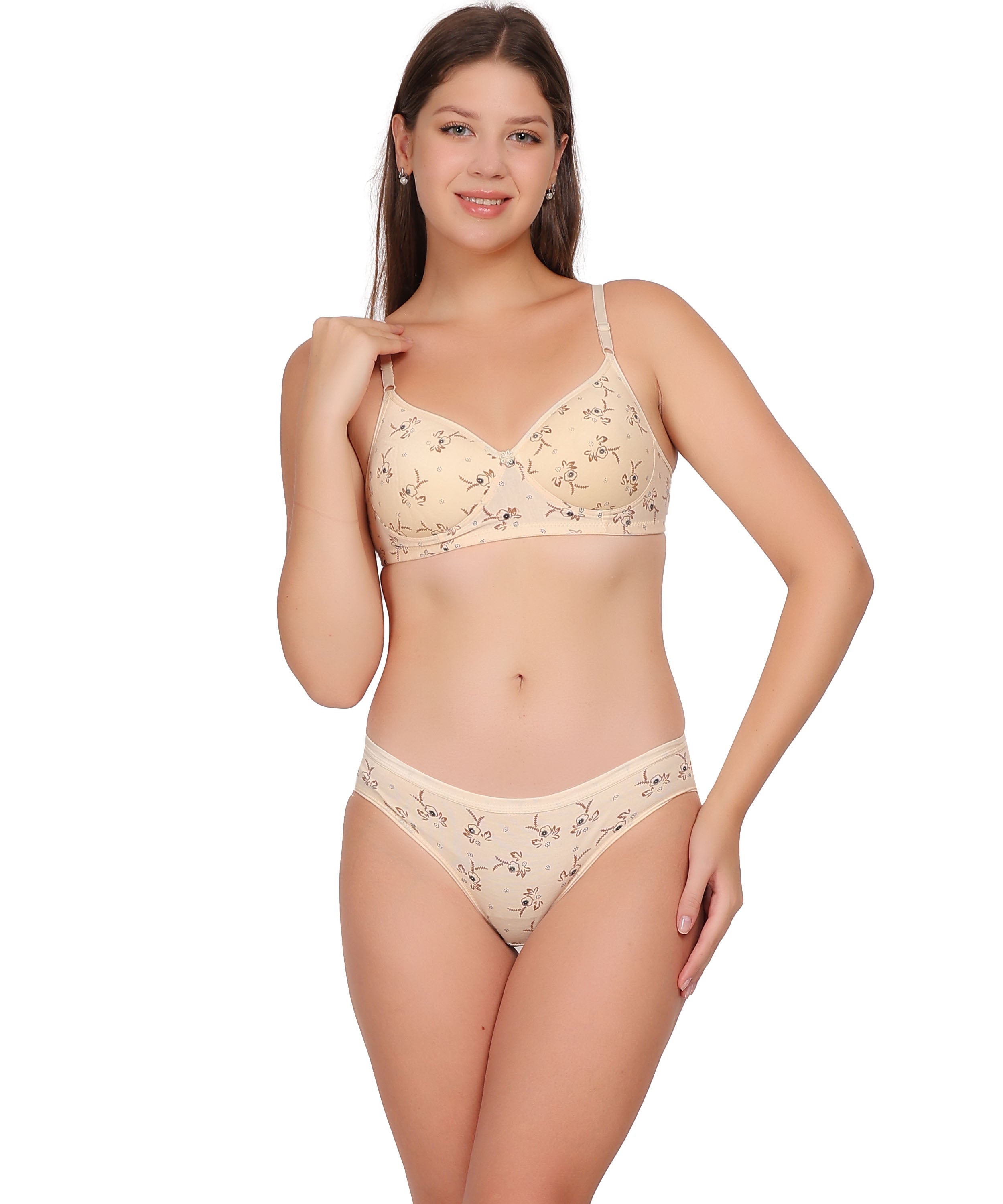 Printed Lingerie Set: Nudiva Padded Support & Style (Pack Of 3)