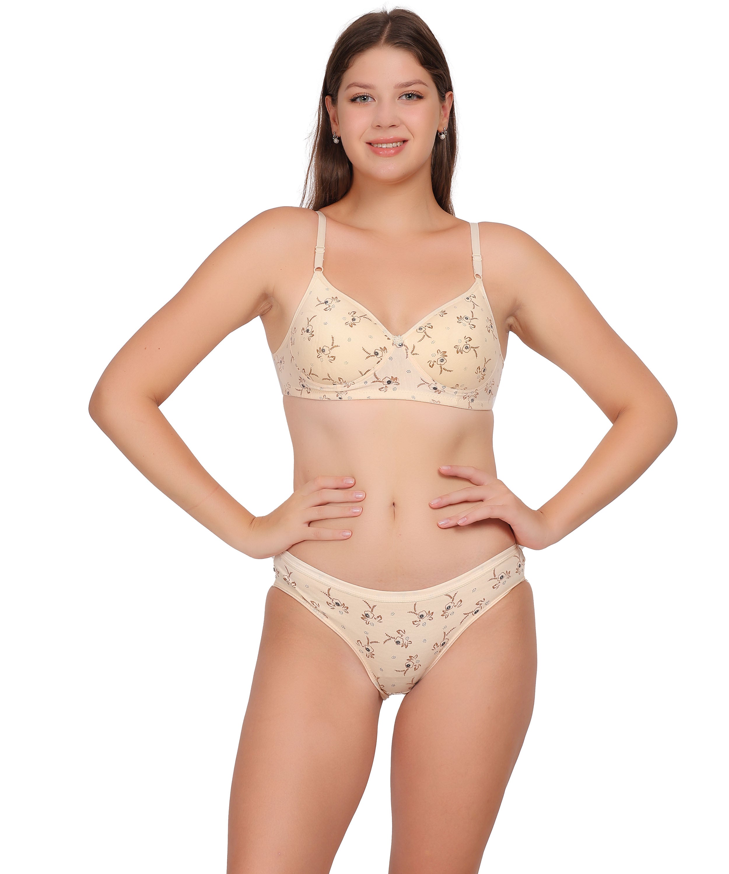 Printed Lingerie Set: Nudiva Padded Support & Style (Pack Of 3)