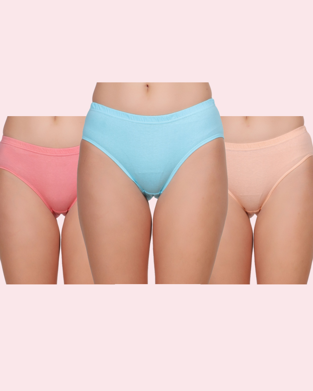 Nudiva Mid-Rise Plain Hipster Panties: Pack of 6