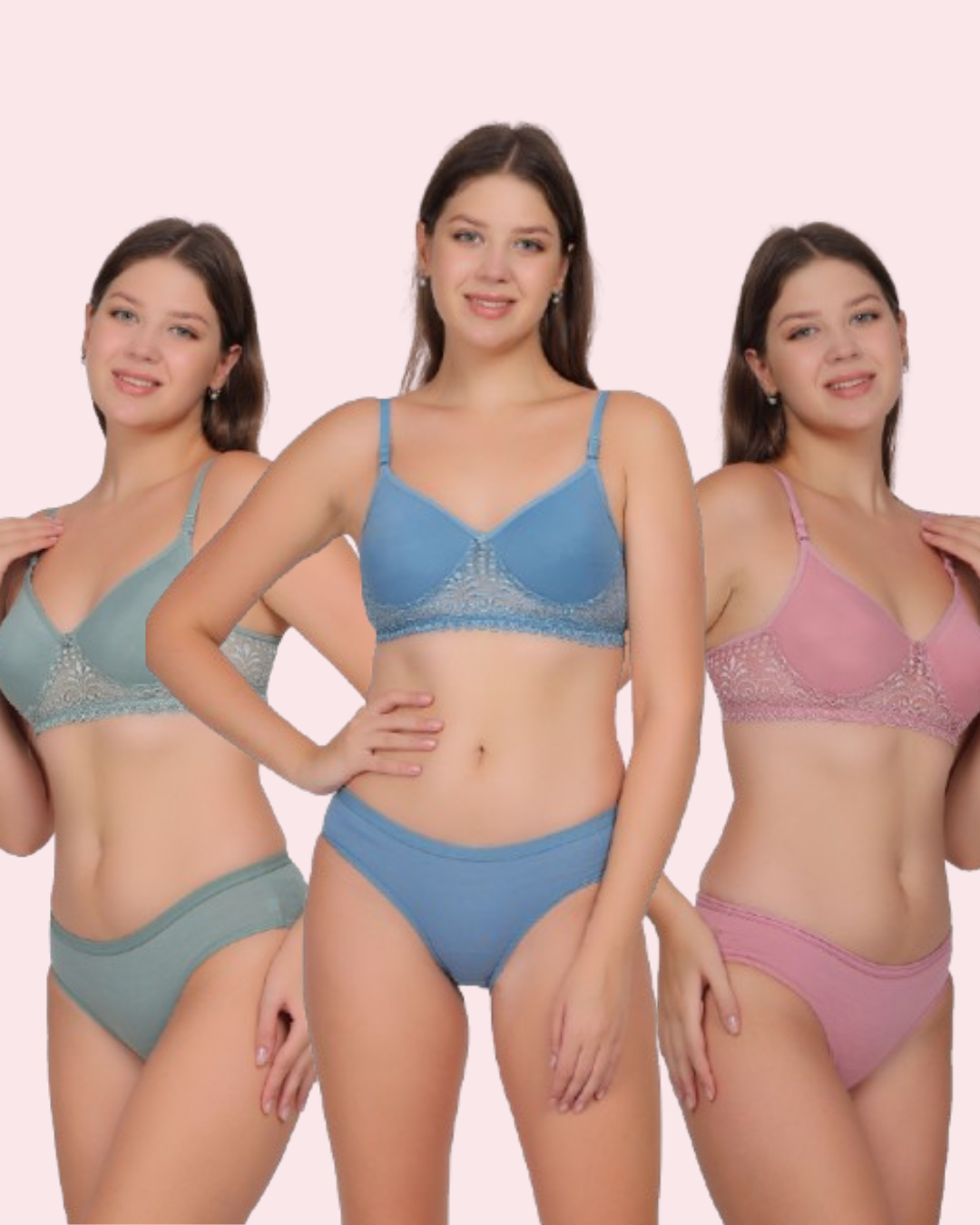 Padded Lingerie Set: Natural Shape & Comfort (Pack of 3)