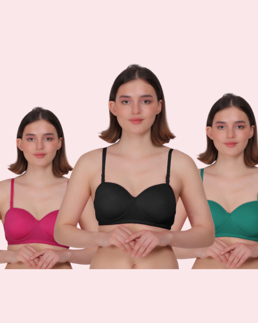 Nudiva Half Coverage Bra: Padded Comfort & Style (Pack Of 3)