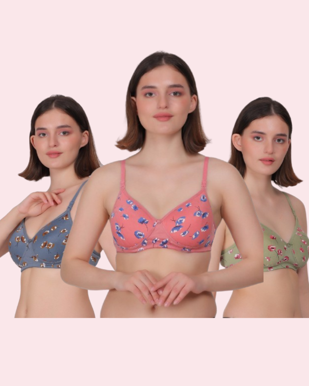 Nudiva Padded Printed Bra: Comfort Meets Style (Pack Of 3)