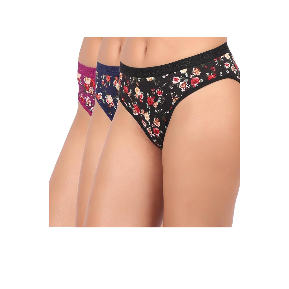 Nudiva Premium Cotton Stretch Fabric Hipster Panties: Pack of 3